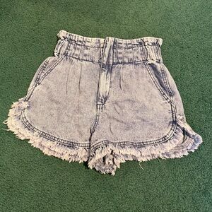 Denim Frayed Hem Women Shorts